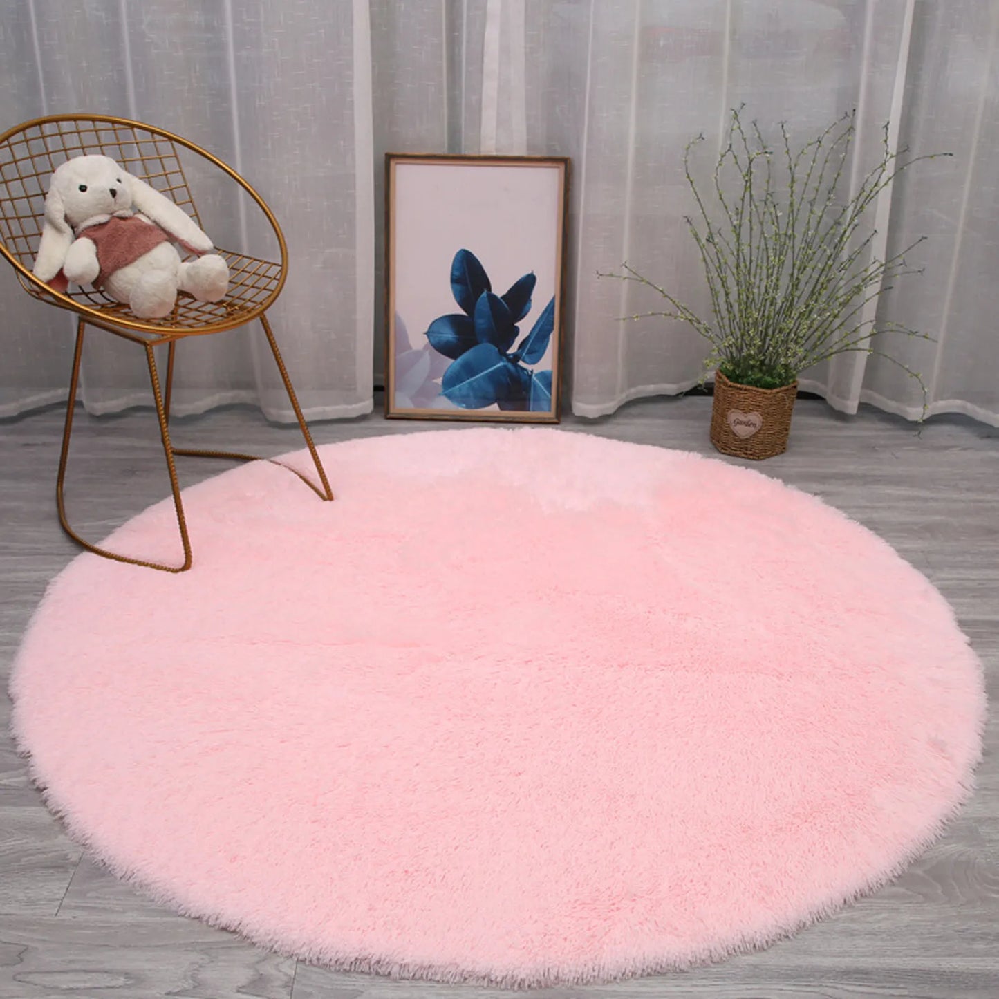 Living Room Rugs Aesthetic Bedroom Round Carpet Decoration Furry Comfort Carpet Home Decor Pink Foot Mat Area Rug 2024 New