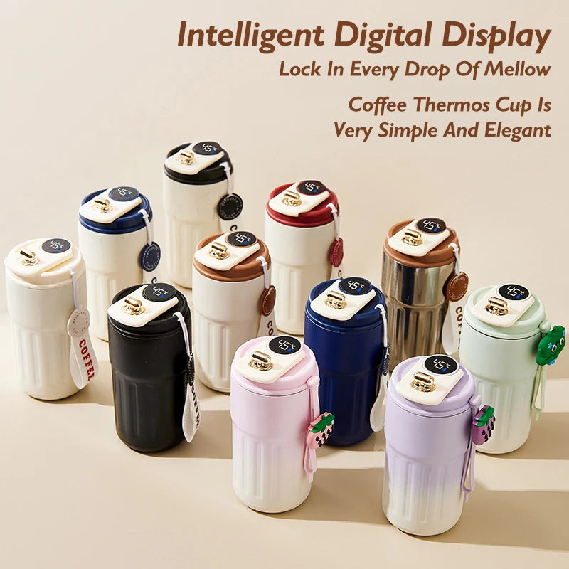450ml 316 Stainless Steel Intelligent Temperature Display Smart Portable Travel Vacuum Cup Water Coffee Tumbler Thermos Mug