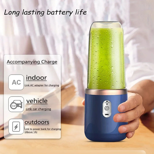 1pc USB Rechargeable Portable Blender - Dual-Cup ,Compact & Durable, Includes Carry Strap, Ideal for Smoothies and Breakfast