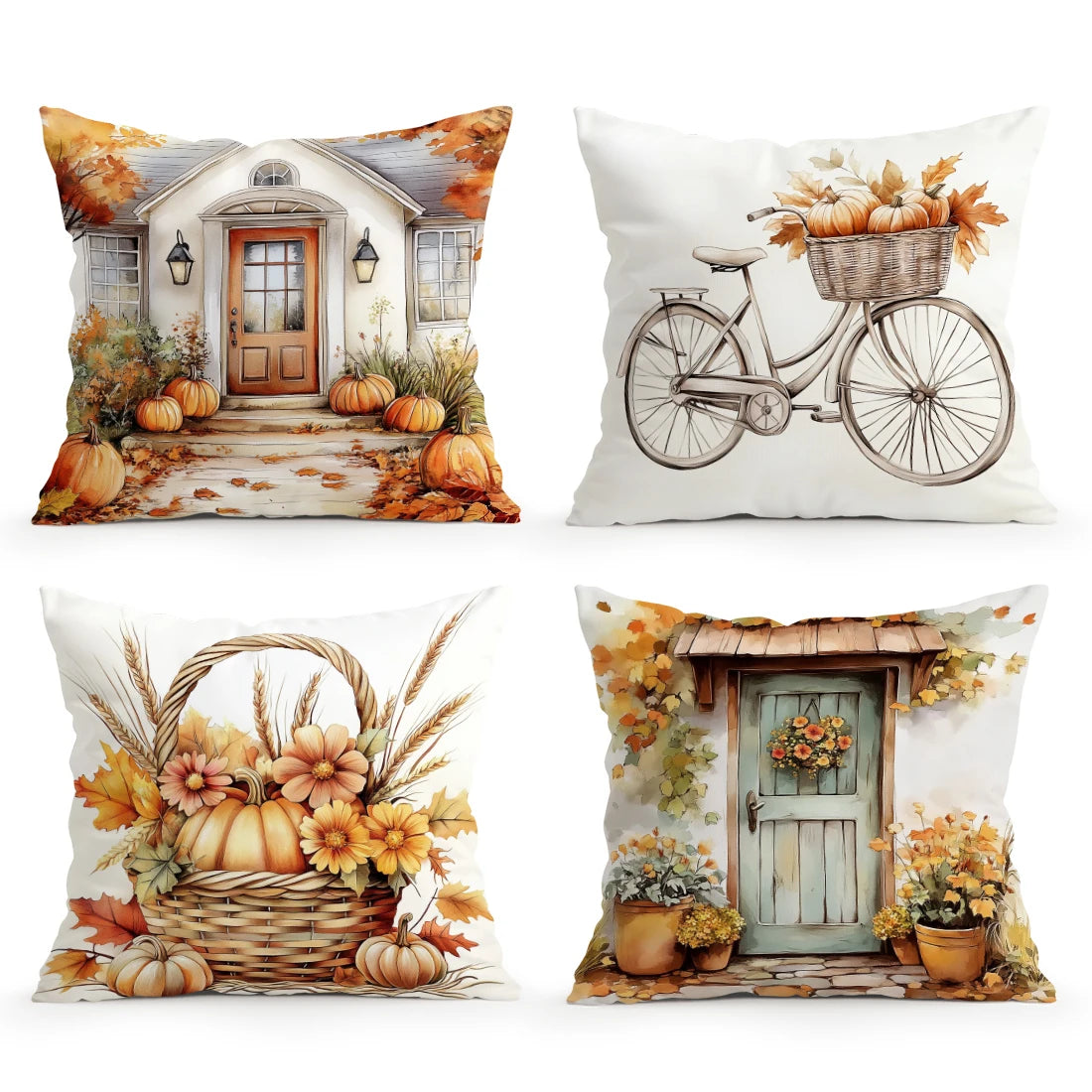 Autumn Leaves Bohemia Print Cushion Cover Peach Skin Velvet Room Home Sofa Living Office Car Simplicity Pillow Cover
