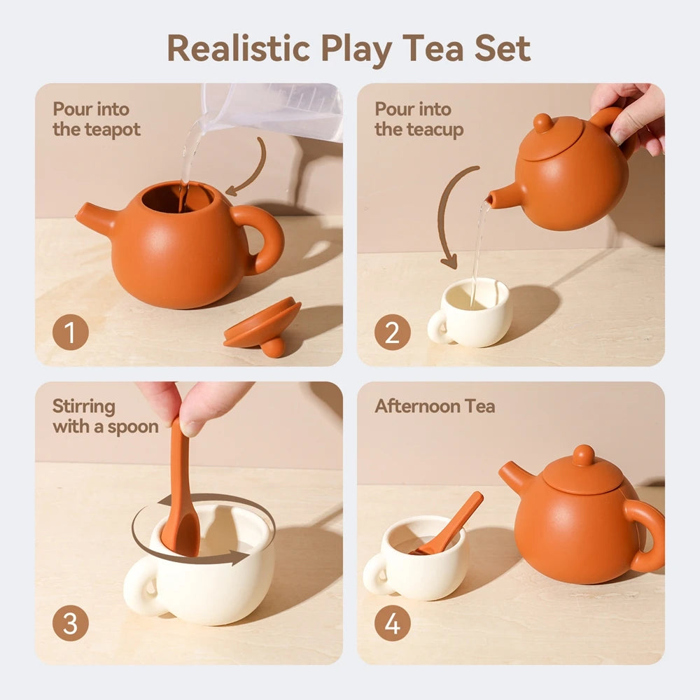 Wooden Afternoon Tea Set Toys,Early Educational Toys for Toddlers,Kitchen Accessories Afternoon Tea Party Food Play Girls Toys