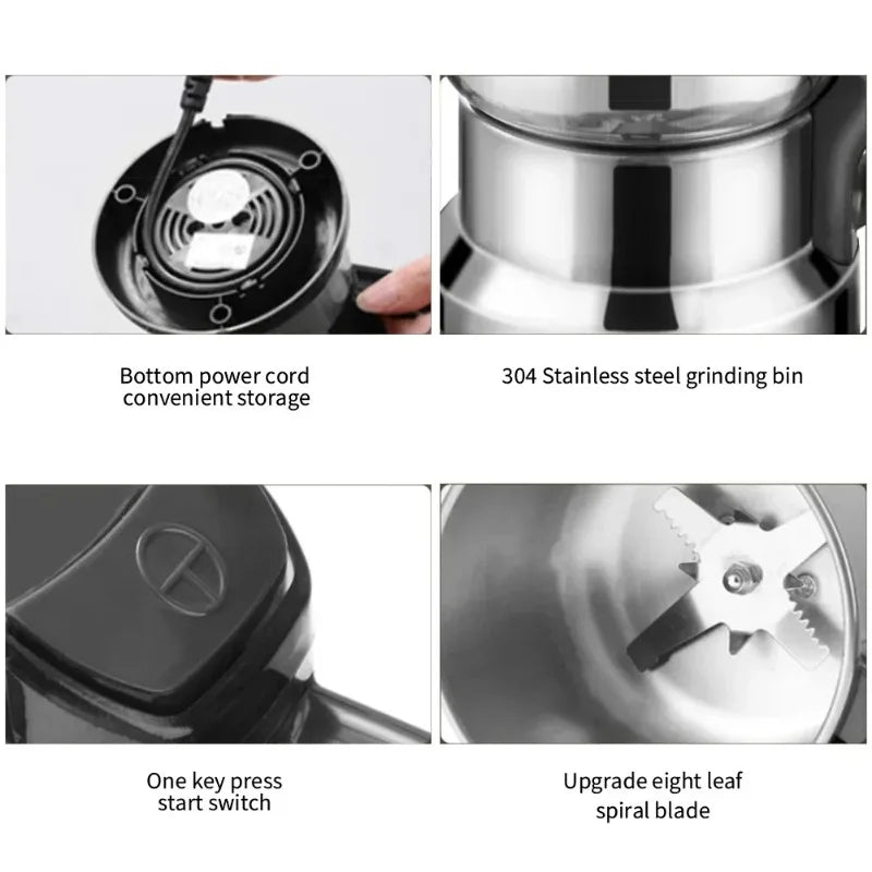 High Power Electric Coffee Grinder Kitchen Cereal Nuts Beans Spices Grains Grinder Machine Multifunctional Home Coffee Grinder