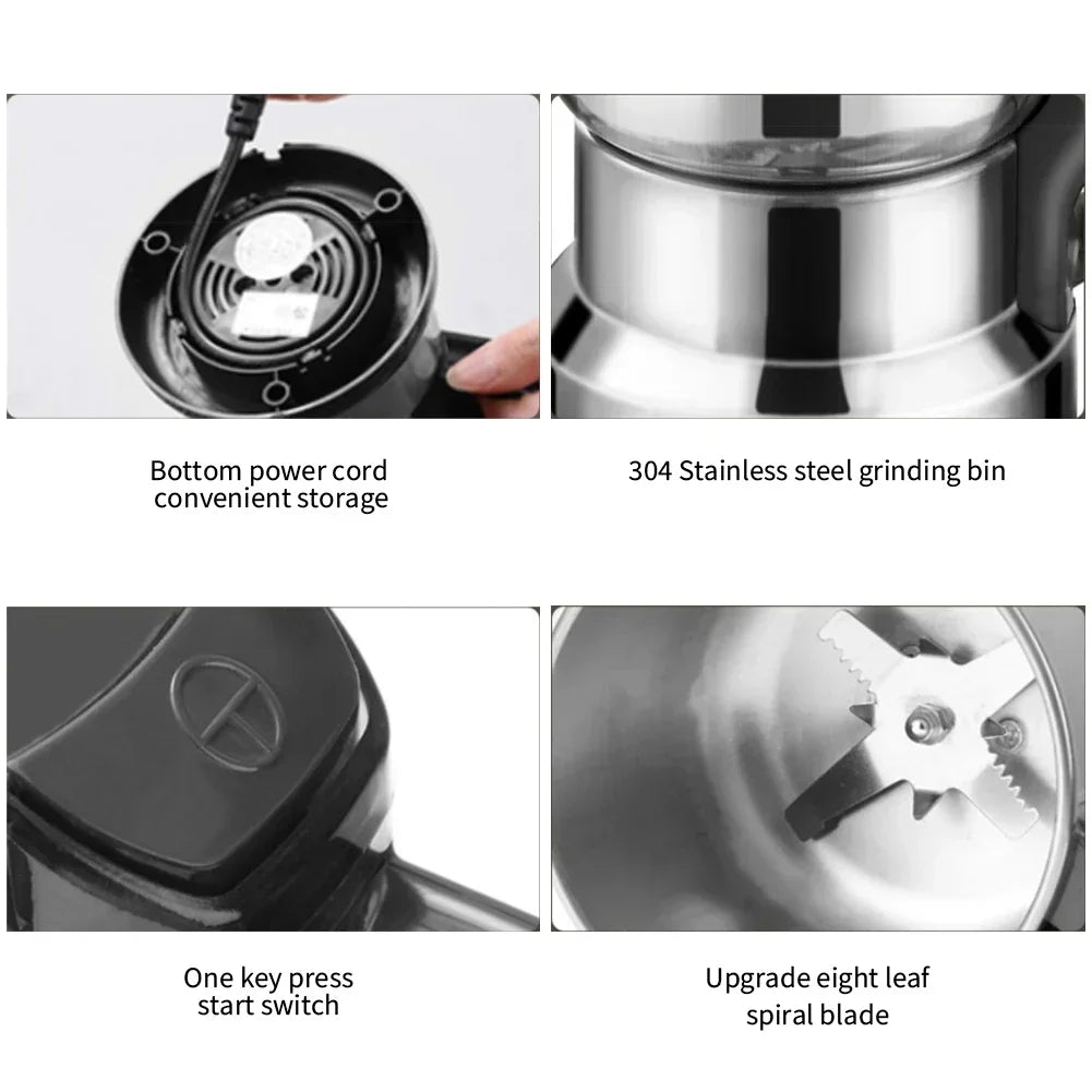 High Power Electric Coffee Grinder Kitchen Cereal Nuts Beans Spices Grains Grinder Machine Multifunctional Home Coffee Grinder