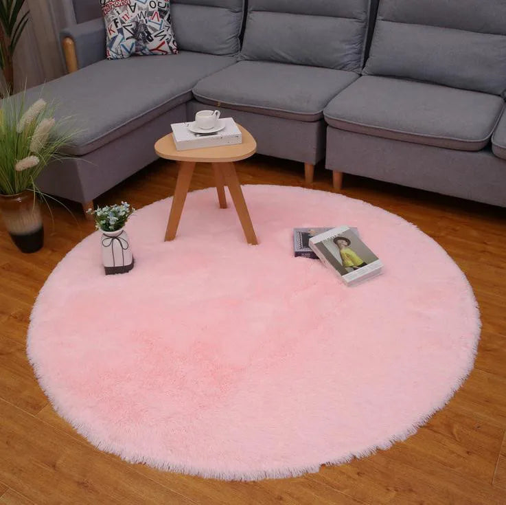 Living Room Rugs Aesthetic Bedroom Round Carpet Decoration Furry Comfort Carpet Home Decor Pink Foot Mat Area Rug 2024 New
