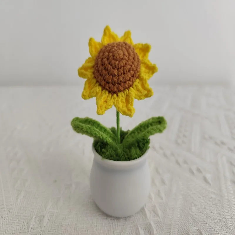 Handmade yarn, hooks, flowers, sunflowers, potted plants, home decor, wedding decorations, holiday gifts
