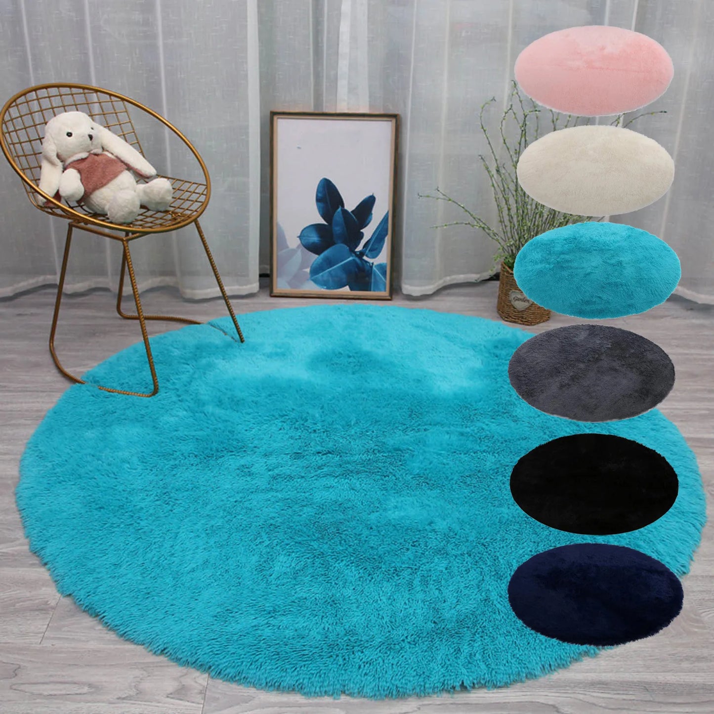Living Room Rugs Aesthetic Bedroom Round Carpet Decoration Furry Comfort Carpet Home Decor Pink Foot Mat Area Rug 2024 New