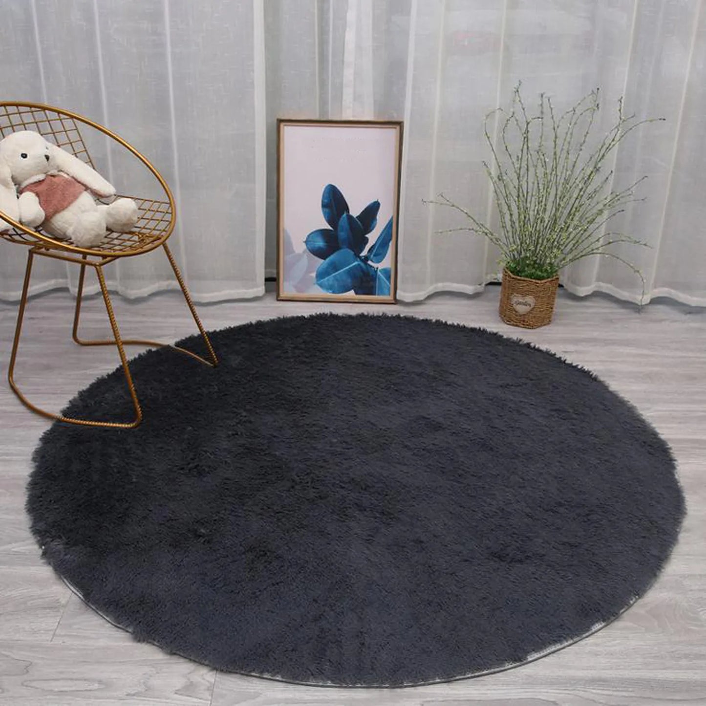 Living Room Rugs Aesthetic Bedroom Round Carpet Decoration Furry Comfort Carpet Home Decor Pink Foot Mat Area Rug 2024 New